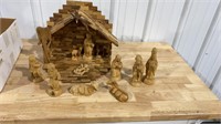 Carved manger scene