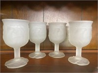 4 Frosted Glass Goblets