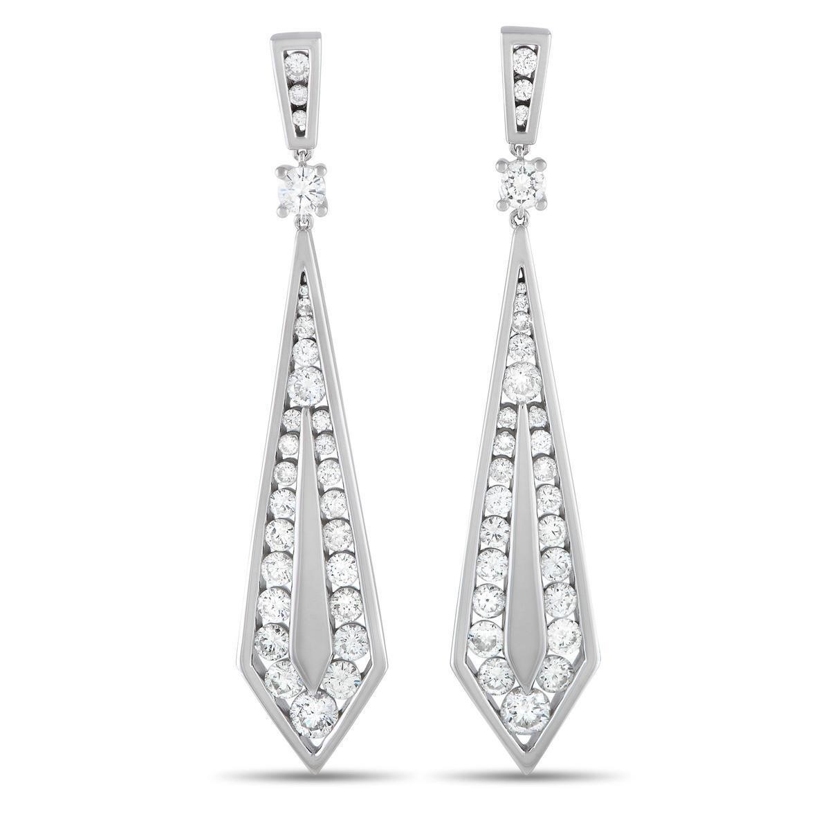 18K White Gold 5.34ct Diamond Geometric Drop Earri