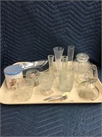 Glassware Tray Lot Miscellaneous Items