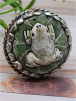 STONE FROG ADJUSTABLE RING ROCK STONE LAPIDARY SPE