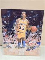 Signed Magic Johnson Lakers Basketball Photo COA