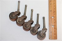 5 Casters with Wood Wheels