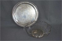 Silverplate Tray and Wire Serving Bowl