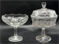 Lidded Etched Glass Compote