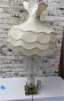 Fringe Victorian Glass table Lamp 4 foot tall