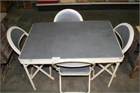 CHILD SIZE FOLDING CARD TABLE & 4 CHAIRS