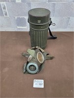 WW2 German gas mask with metal can