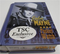 SCHYLLING JOHN WAYNE POCKET WATCH W/TIN BOOK.