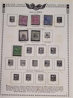 1938-43 US Postal Issue sheet Stamps