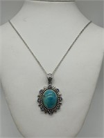 Sterling Silver Turquoise & Amethyst Necklace