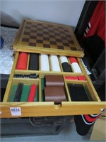 wooden chess / checker board set