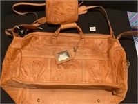 NEW Sergios Hand Tooled Leather Purse & Tote Bag