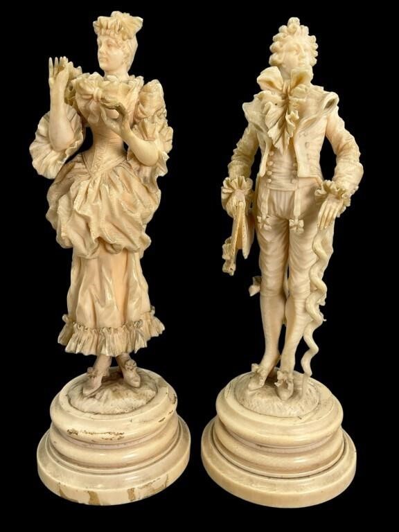 FABULOUS 19th C Pair Dieppe Carved Figures