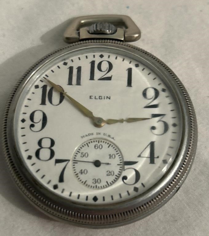 Elgin pocket watch. Seven jewel, base metal,