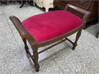 WOODEN BENCH W/ UPHOLSTERED SEAT (29" X 13" X