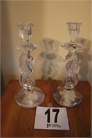 Pair of Waterford Crystal Seahorse Candle
