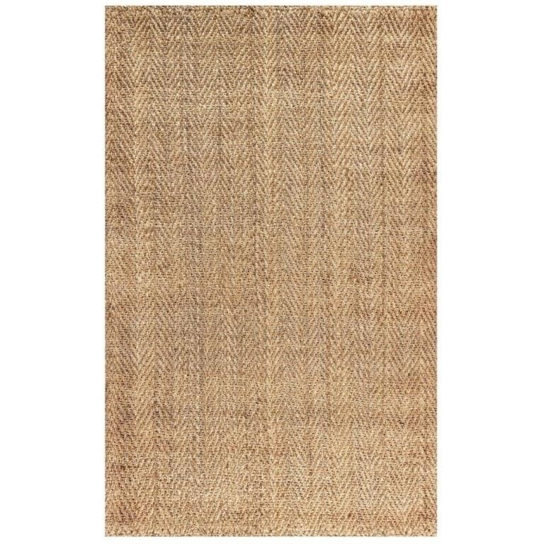 New Handwoven Herringbone Chunky Jute Rug