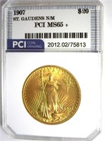 1907 St. Gaudens N/M Gold $20 MS65+ LISTS $8000
