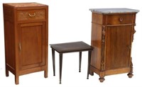 (3) ITALIAN MARBLE-TOP BEDSIDE CABINETS & TABLE