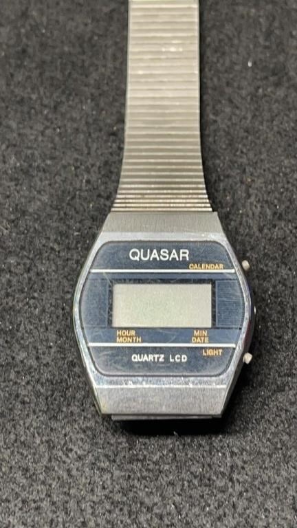 Vintage Men's Quasar Calendar LCD Watch Untested