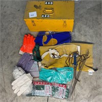 Welding apron and gloves with toolbox, etc