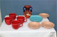 Fiesta Ware and Art Glass Vase