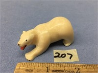 2 1/4" x 1" ivory carving of a bear, scrimshawed d