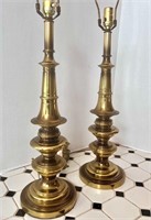 Stiffel Tall Brass Lamps Pair