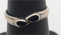 Sterling Silver Ring W Black Stones