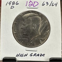 1986-D UNC JFK HALF DOLLAR
