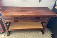 Wooden Work Bench w/two Vises, 4-drawers