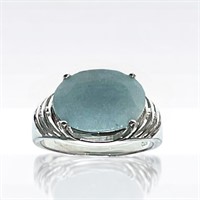 Oval Paraiba Quartz Ring - Size 8.5