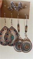 3 pr southwestern earrings, largest over 2 inches