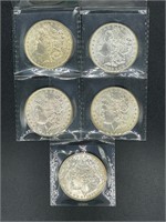 5 - 1883-O uncirculated Morgan silver dollars