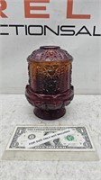 Antique Glass, yellow, stained over red, Candle