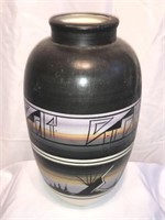 Signed Navajo "Mountain…" Hand-Painted Clay Pot