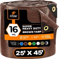 25' x 45' Super Heavy Duty 16 Mil Brown Poly Tarp