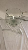 Large Glass Bowl with Clear Glass Ladle