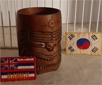 Carved Wooden Hawaii Mug + Patch, Japan Patch