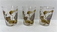 (3) HAND PAINTED WATER GLASSES