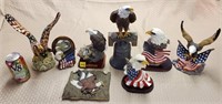 Grouping of Patriotic Resin Eagles