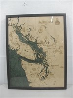 24.75"x 31" Salish Sea Bathymetric Map