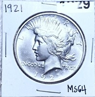 1921 Silver Peace Dollar CHOICE BU