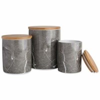 3 PIECE MARBLE CERAMIC CANISTER