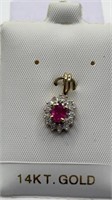 Ruby and Diamond in 14k Pendant