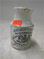 STONEWARE ANCHOVY PASTE JAR -- CRACKS IN LID