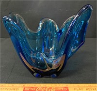 PRETTY BLUE MURANO GLASS FINGER VASE - 6 INCHES
