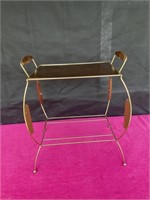 MCM brass and teak plant stand