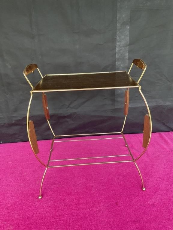 MCM brass and teak plant stand